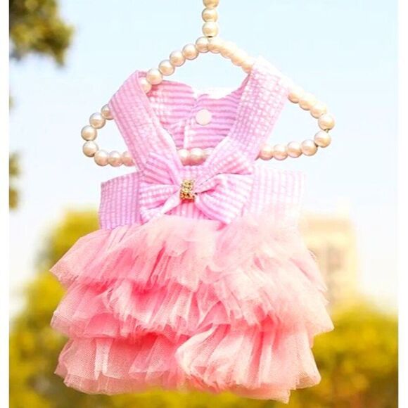 Pink Dog cat Pet Dress‎ XL with Bow NWOT - Picture 1 of 5